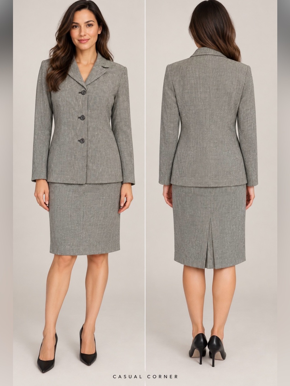 Vintage 90s Casual Corner Sage Green Skirt Suit